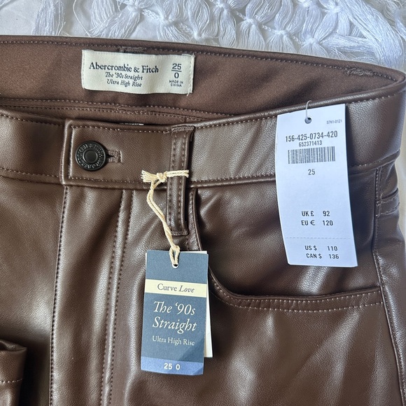 New Abercrombie curve love vegan leather 90s straight pant - Picture 2 of 3